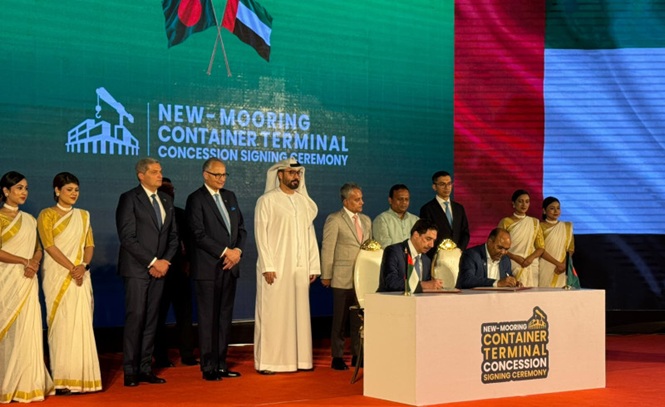 موانئ دبي العالمية توقع اتفاقية امتياز لمدة 15 عاماً لتشغيل محطة حاويات جديدة في بنغلاديش